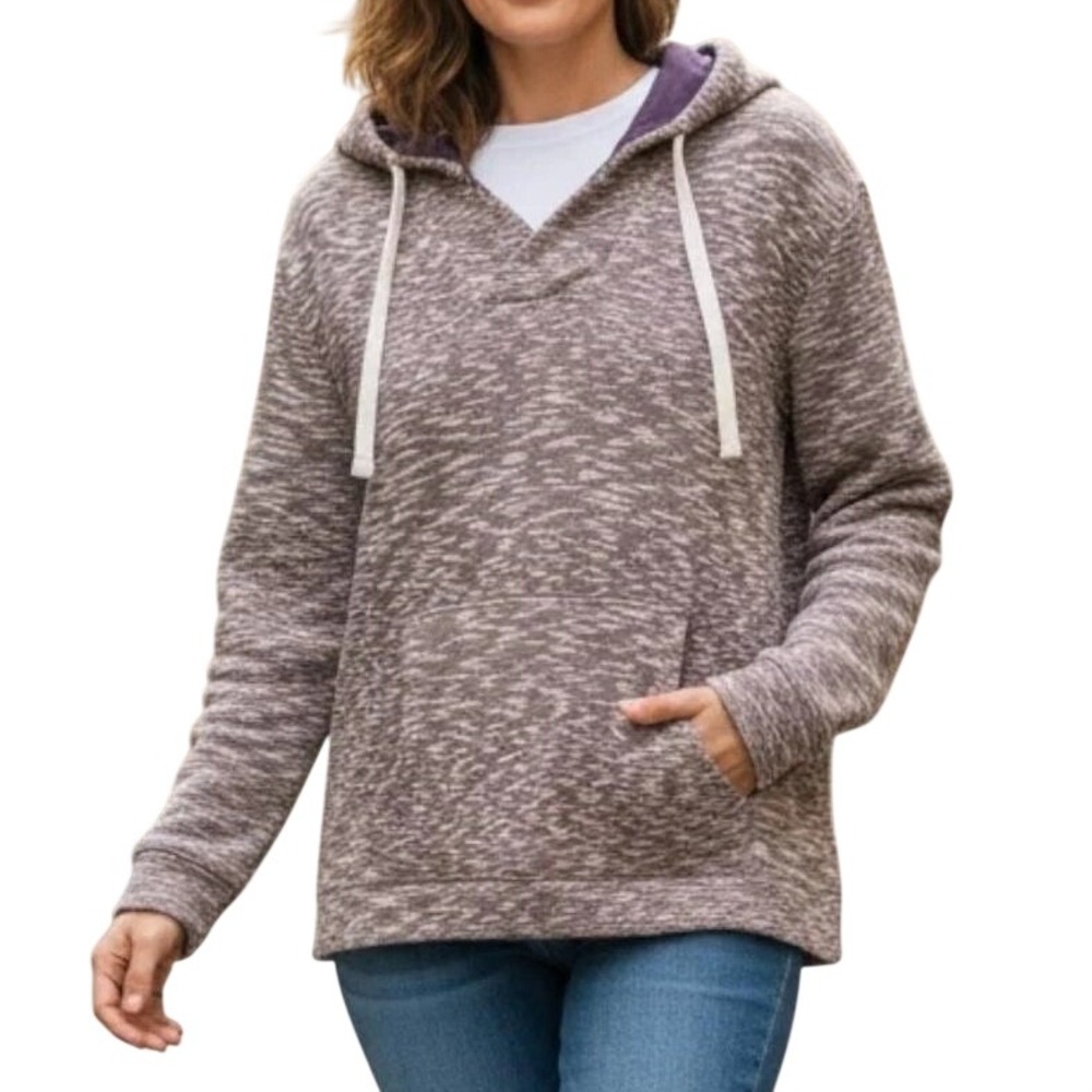 Hang Ten‎ Marled Knit Pullover Hooded Sweater Rose Burgundy Size Large